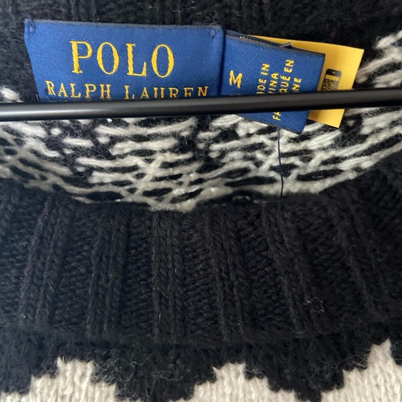 🔖 XS RALPH LAUREN POLO Sweater Fair Isle Italian Yarn Blue Black White - Picture 4 of 12